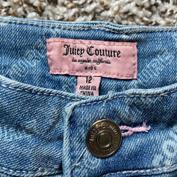 Juicy Couture Kids All Over Print Straight Jean Girls 12 Med Wash Stretch Denim - Picture 9 of 12